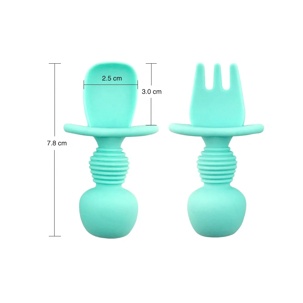 

2020 New Baby Silicone Spoon and Fork Set, Tableware Feeding Spoon and Fork For Kids