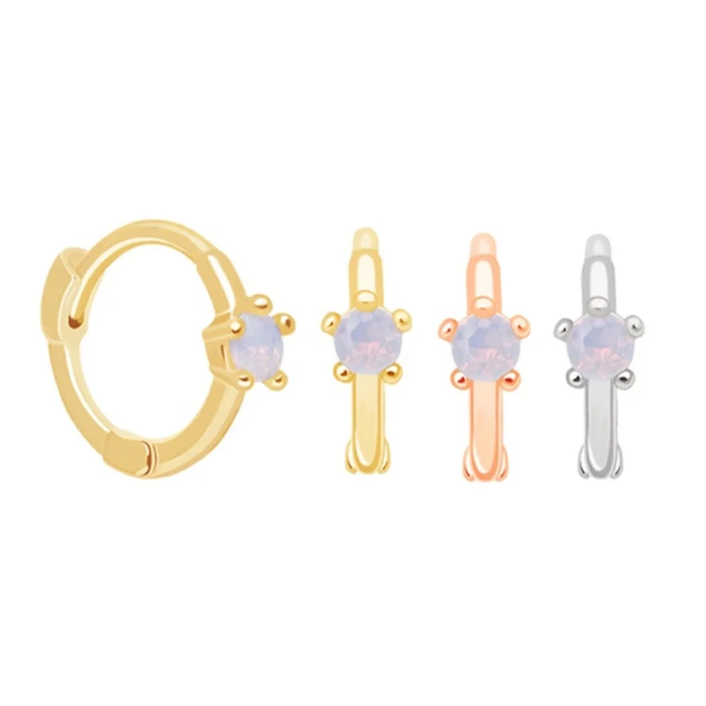 

Slovehoony Fancy Handmade Opal Earring 925 Silver Opalo hoop Huggie Earrings aretes plata