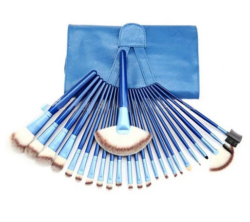 

Complete Sets 24pcs Face Elegant Kit Professional Wood Blue Make Up Brush Set