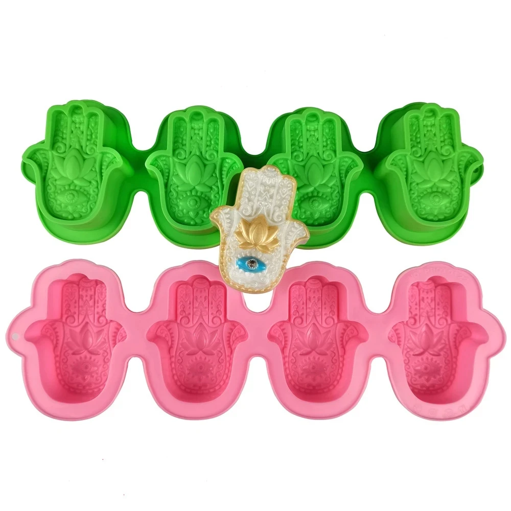 

D014 Bergamot Flower resin candle mold Hamsa Lotus Palm Silicone Soap Mold for Soap Making, Stocked / cusomized