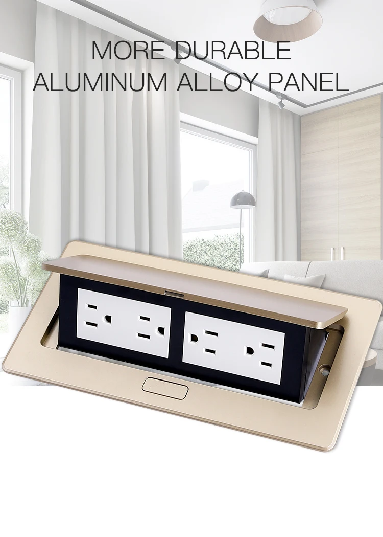 Factory sales gold aluminum alloy multi module embedded table socket