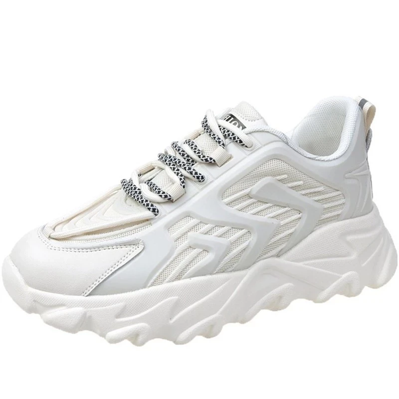 

Dropshipping Custom LOGO Shoes Super Fire Breathable Thick-soled Lace-up Student Sports Casual Shoes Women Mesh Sneakers