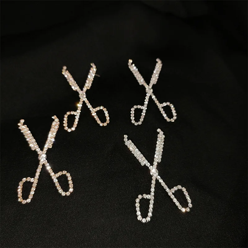 

fashion trendy 2021 crystal scissors earrings