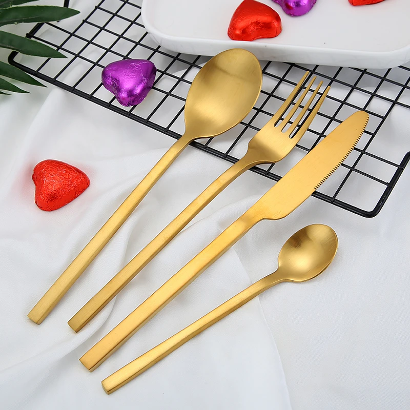 

Wholesale restaurant cutlery Gold cutlery set Stainless steel Flatware for wedding
