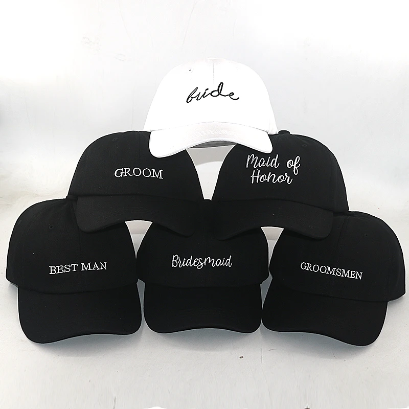 

cotton embroidery wedding party groom bride group sports baseball caps dad hats