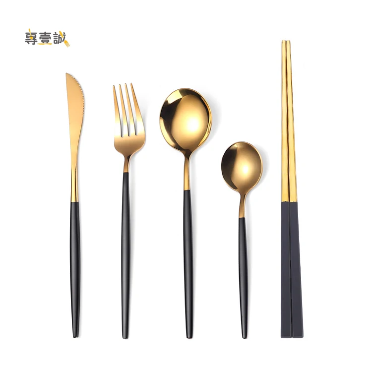 

Wholesale Gold Plated Flatware Set Western Stainless Steel FlatwareGold Cutlery Wedding