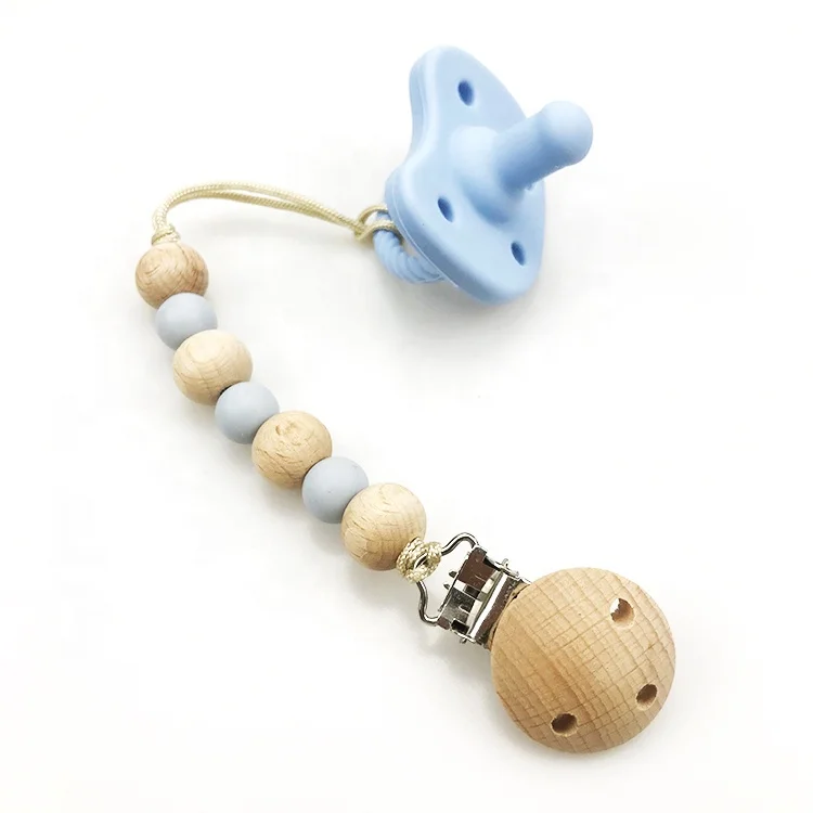 
Newborn Baby Soother Holder silicone baby kids Pacifier with Chain Clip 