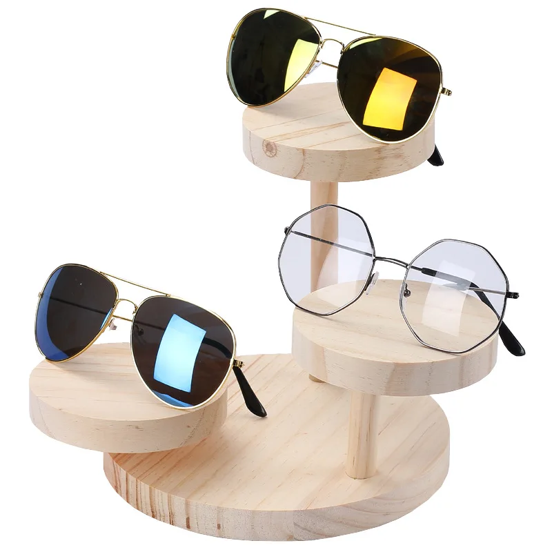 

New Natural Pine Glasses Eyewear Desktop Display Racks Stand Solid Wooden Display Stand For Sunglasses