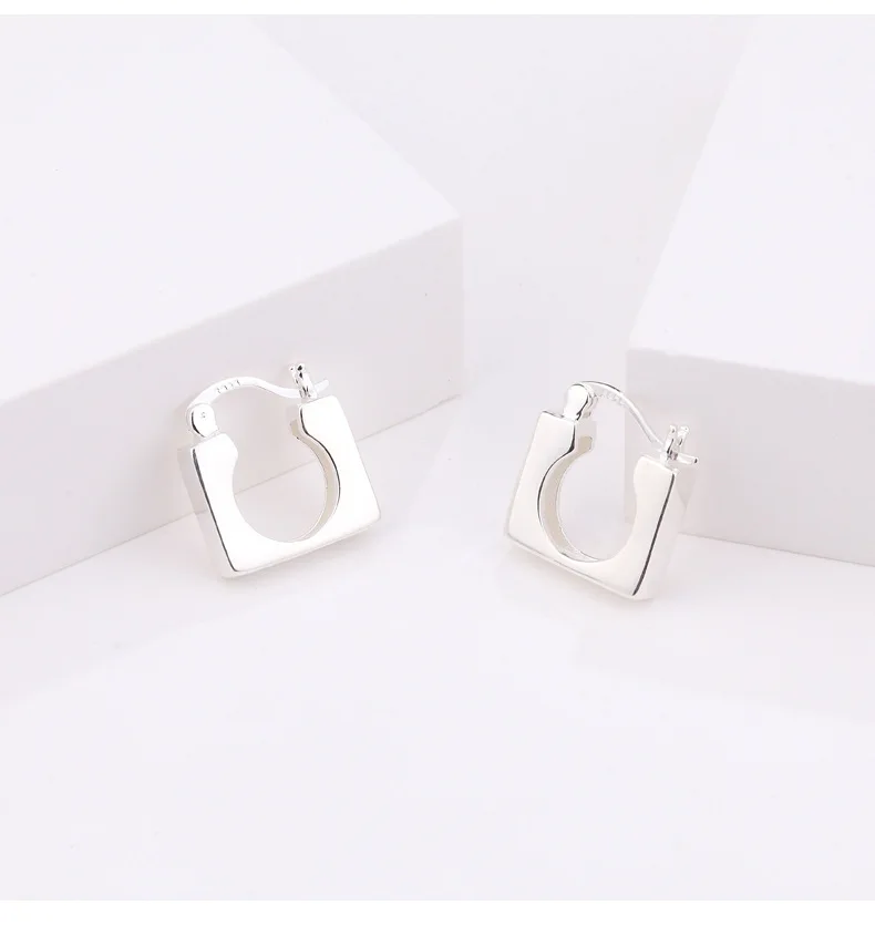 

VIANRLA silver square hoop earrings 925 sterling silver geometric hoop earrings