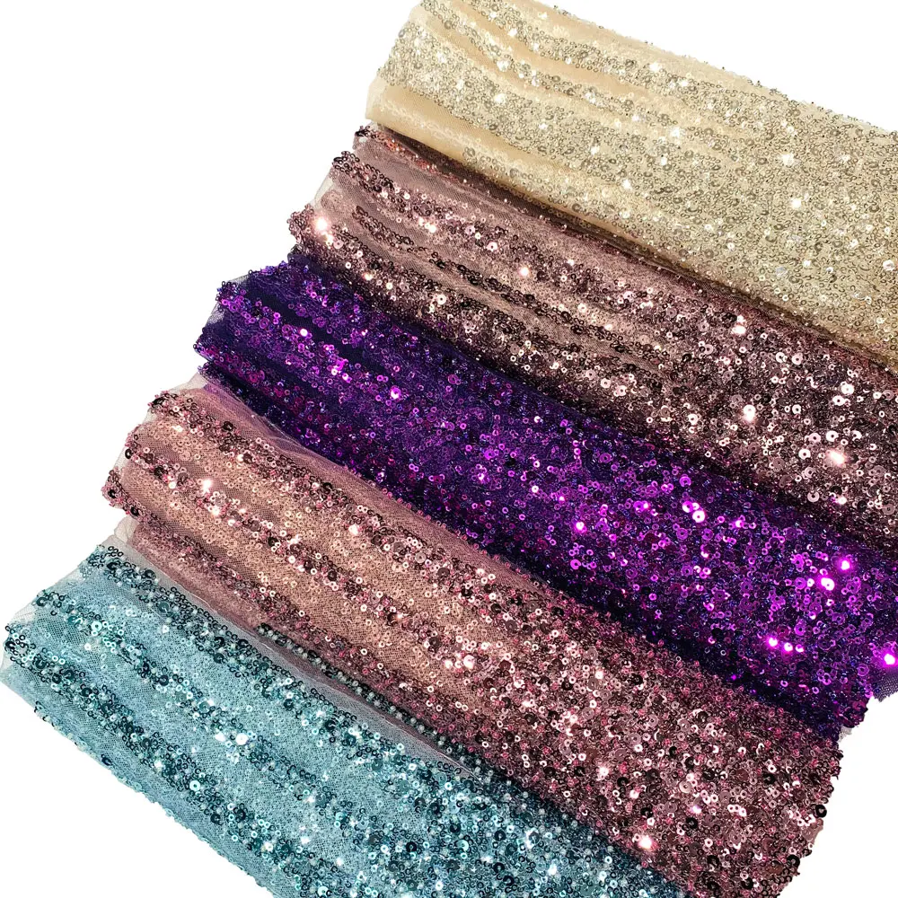 

ZX99288 Luxury heavy full beaded bridal sequin lace fabric for Multi-color customization, Accept customized color