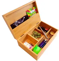 

Handmade with Premium Bamboo Natural Finished Weed Stash Box with weed tray