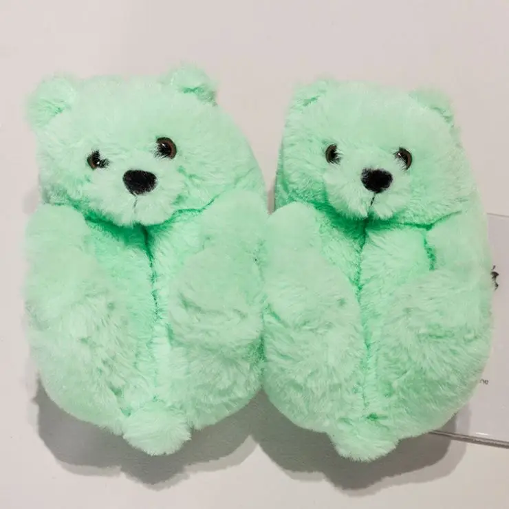 

Winter House plush teddy bear slippers for women girls adult teddy bear slippers animal free shipping, Picture