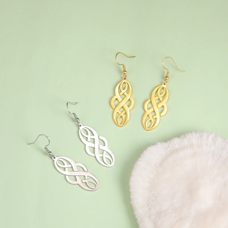 

Stainless Steel Celtics Knot Drop Earrings For Women Good Luck Irish Vintage Earrings Love Knot Round Pendants Earrings, Steel color, gold