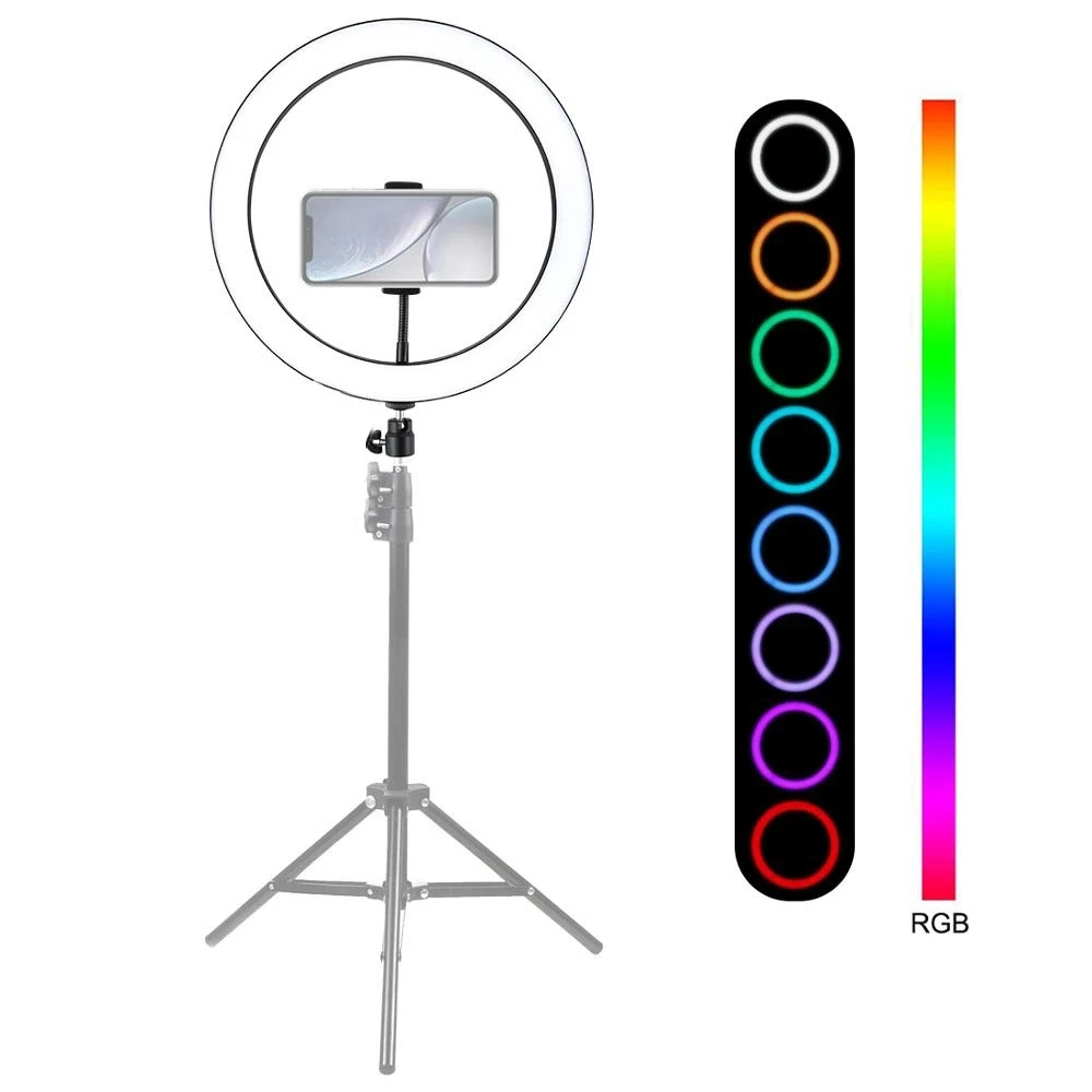 

RBG 33 Cm Ring Light LED Selfie Ring Light Cell Phone Holder Ring, Black