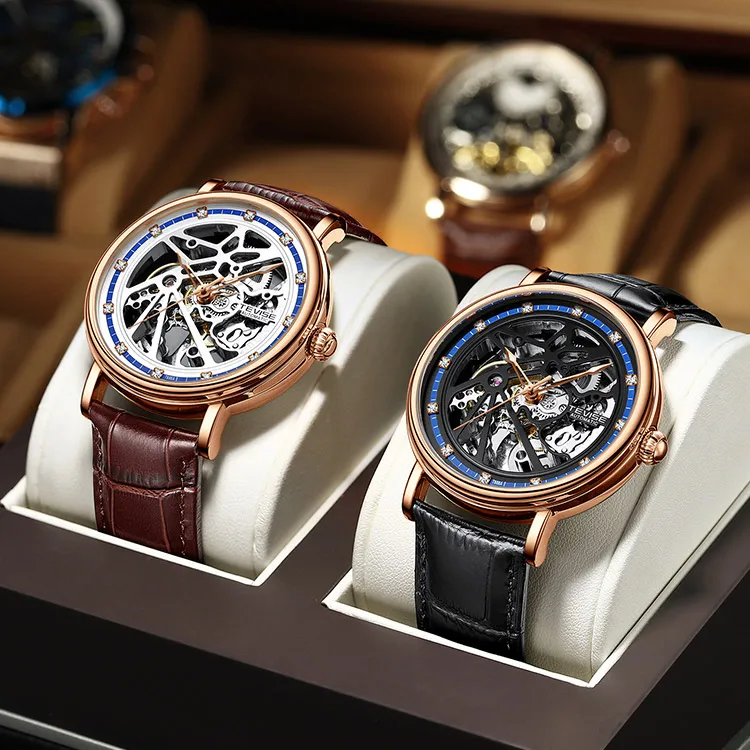 

Hot Sale Watch Own Brand Men Skeleton Fashion Wrist Custom Luxury Watch Logo Oem Automatic Movement, Optional