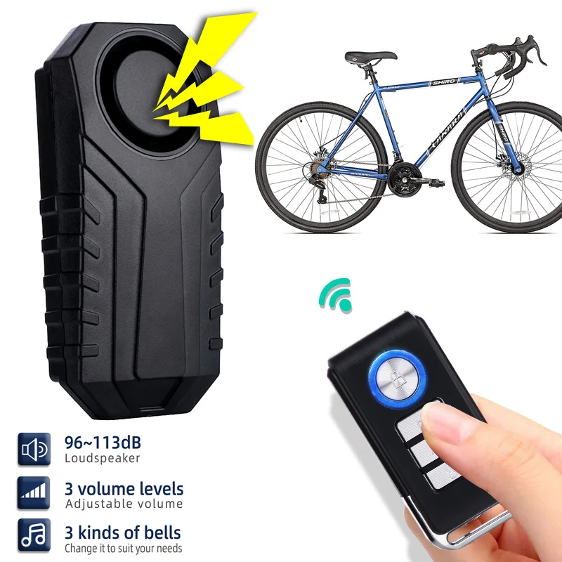 

IP65 Waterproof 113dB Burglar Vibration Anti Theft Alarm With Remote Bike Motorcycle Accessories Motorcycle Bicycle Alarm
