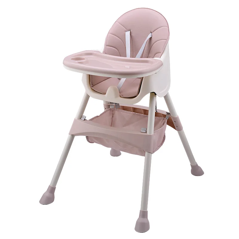 

Hot seller height Adjustable Plastic Baby high Chair Baby Feeding Booster Seat With Tray and storage bag, Customized