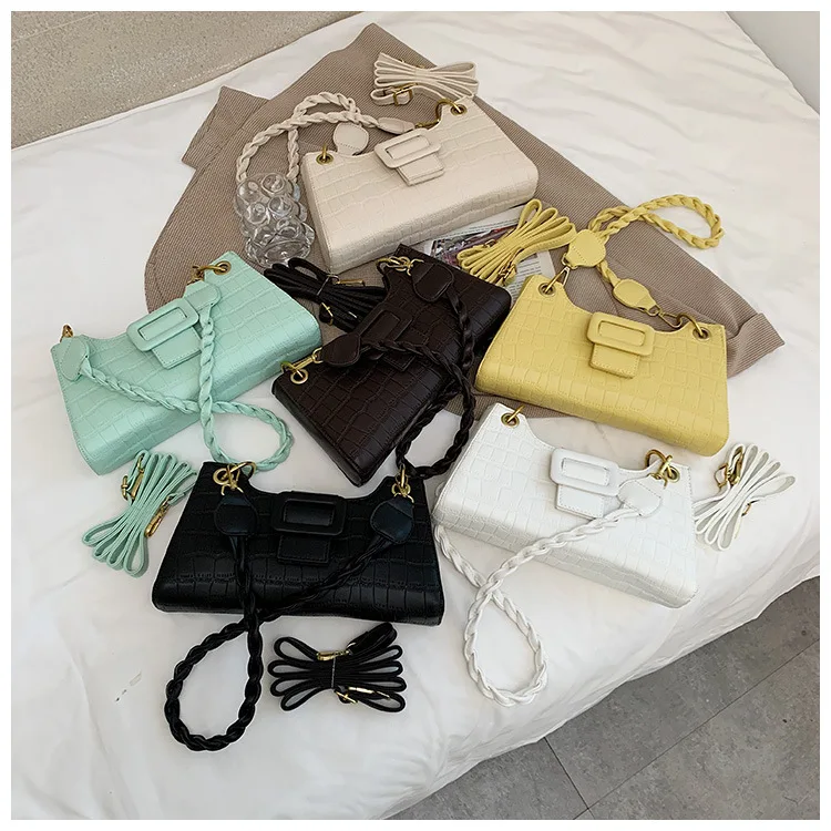 

2021 Luxury Buckle Stone Pattern Purses Handbags Set Designer Famous Brands Ladies Weave Tote Hand Bags Fashion Handbag