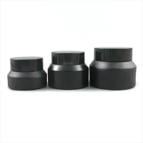 

Fuyun Factory sale 15g 30g 50g mini black cosmetic glass jar with plastic lid for body cream