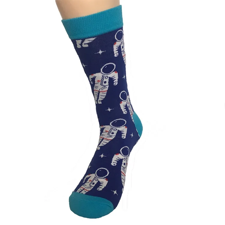 

Custom colorful space cartoon funny happy socks package crew women socks