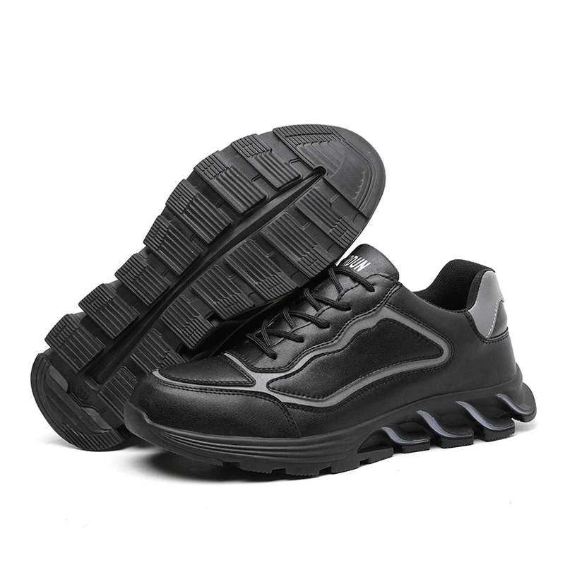 

waterproof black steel toe work shoes construction hiking working safety shoes
