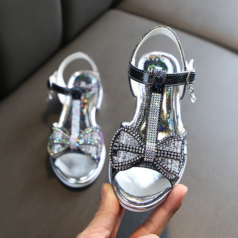 

new children's small high-heeled dance shoes little girl princess girls cool summer shoes, Gold/pink/silver