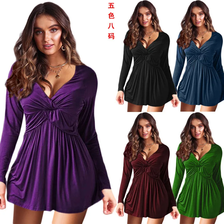 

S-5XLplus size Long Sleeve Spring Autumn black Wrap Ruched Bodycon dress Women Sexy Backless White Elegant short Mi, Customized
