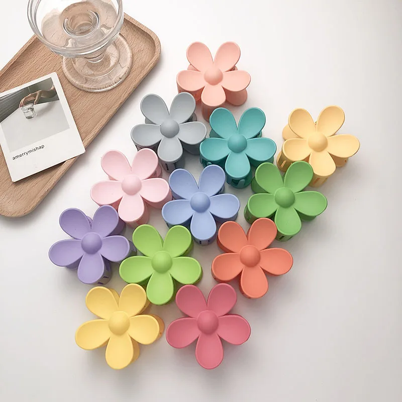 

YJL New Arrival Wholesale Candy Color Mini 7cm Large Matte Hair Claw Clips for Women Flower Unbreakable Claw Clips