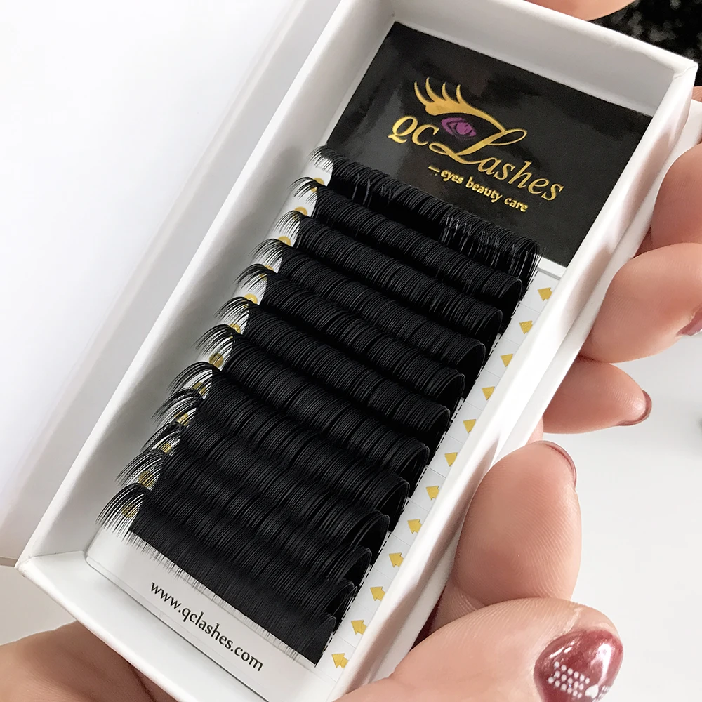 

Jet black soft and very light synthetic silk lashes length 20-25mm 0.15 DD curl individual lash eyelash extension, Natural black