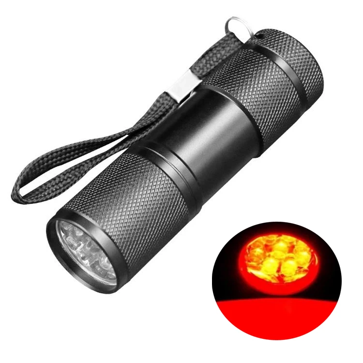 9 LED Red Light Flashlight Portable Mini 625nm Red Light Torch for plant growth red light torch