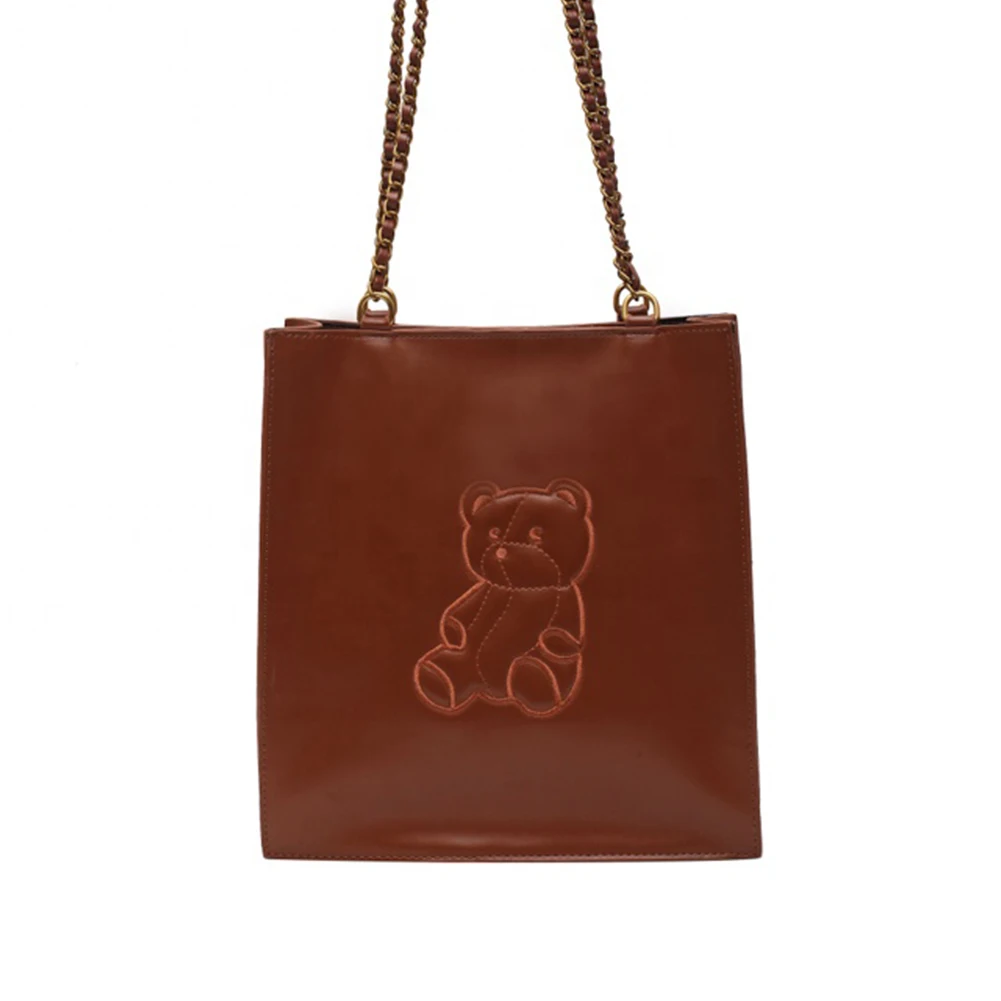 

Wholesale Custom New style casual ladies handbags handbags with Bear embroidery women shoulder bag Tote Bags