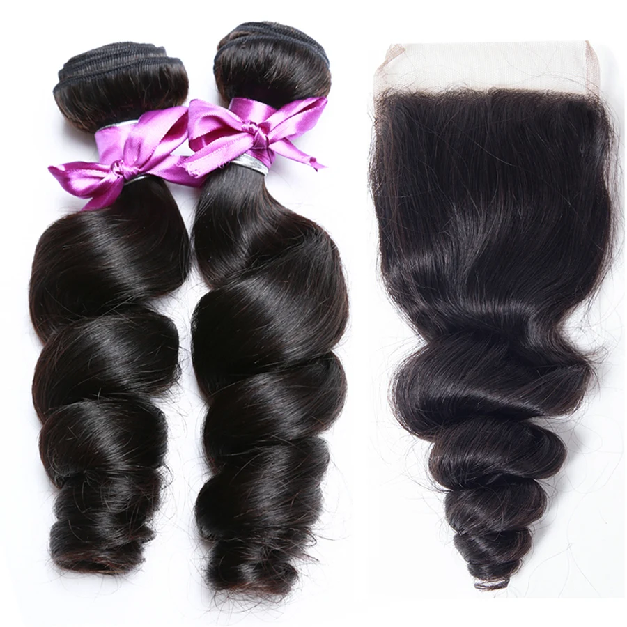 

10A Peruvian cheap human hair bundles with closure lace frontal loose wave virgin cuticle aligned raw hair weave vendors
