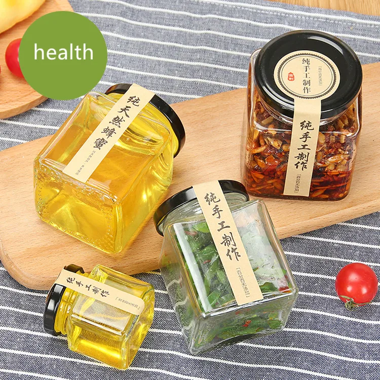 
50ml 80ml 100ml 200ml 280ml 380ml 500ml 730ml square clear glass jar for jam and pickle with metal lid 
