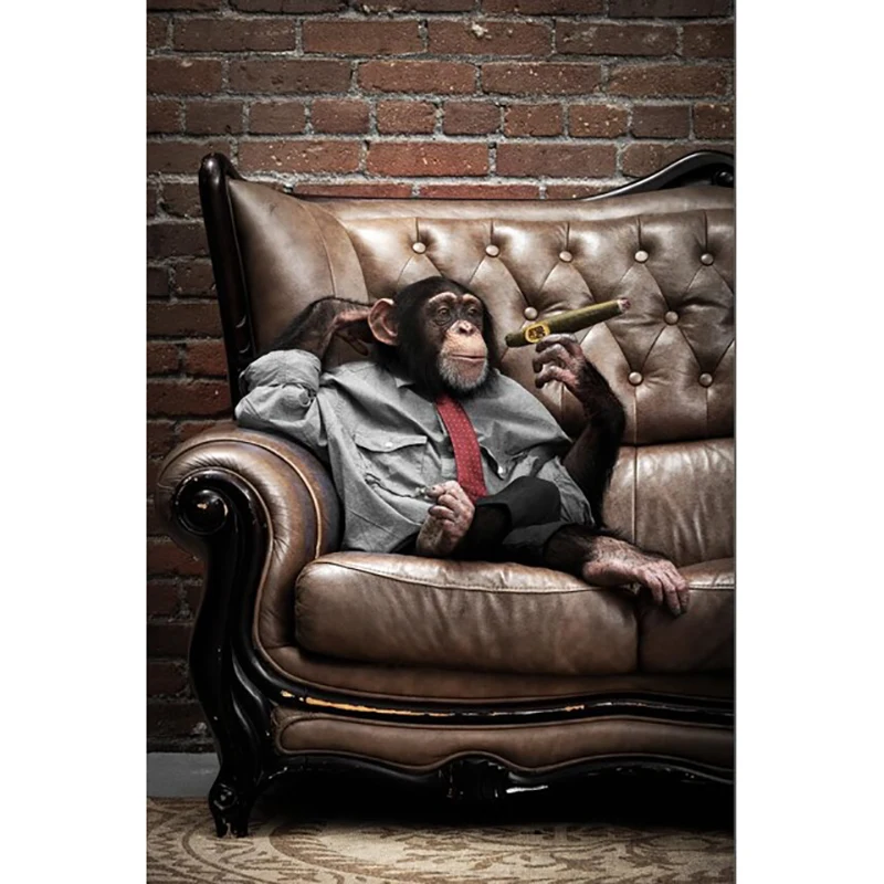 

Cartoon Animal Art Smoking Monkeys Canvas Painting Wall Art Posters Prints Wall Pictures for Living Room Wall Cuadros Home Decor