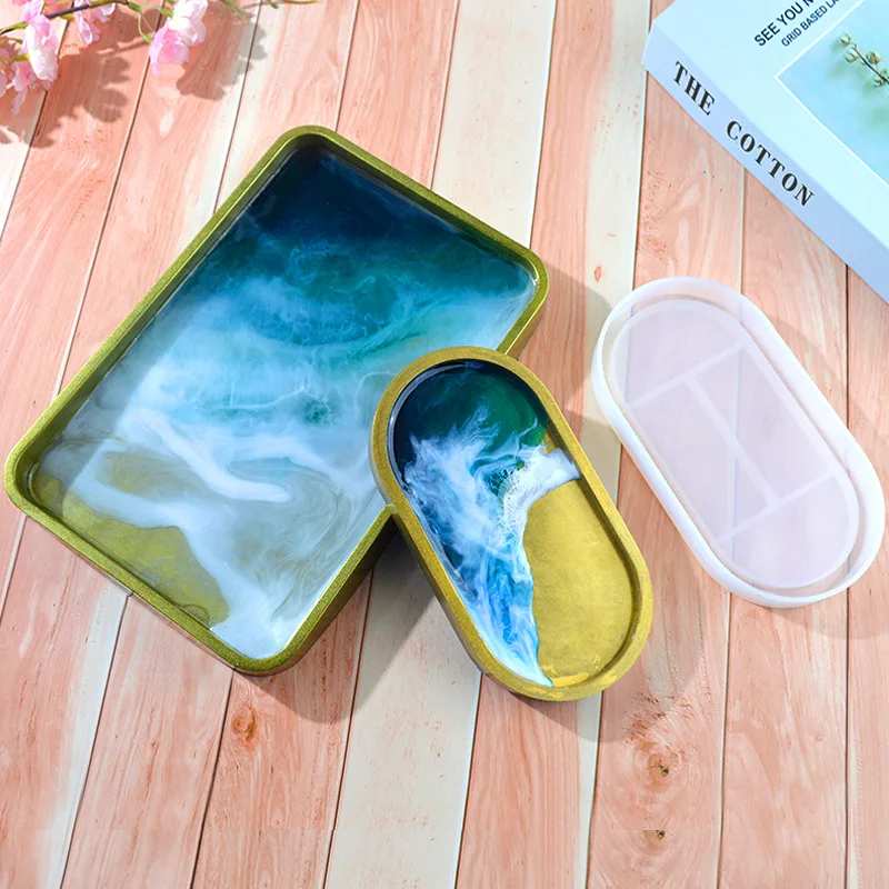 

Large Handmade Mirror Plate Silicone Mold for DIY Craft Epoxy Uv Tray Home Decoration Handmade Tools for Resin, Transparent white