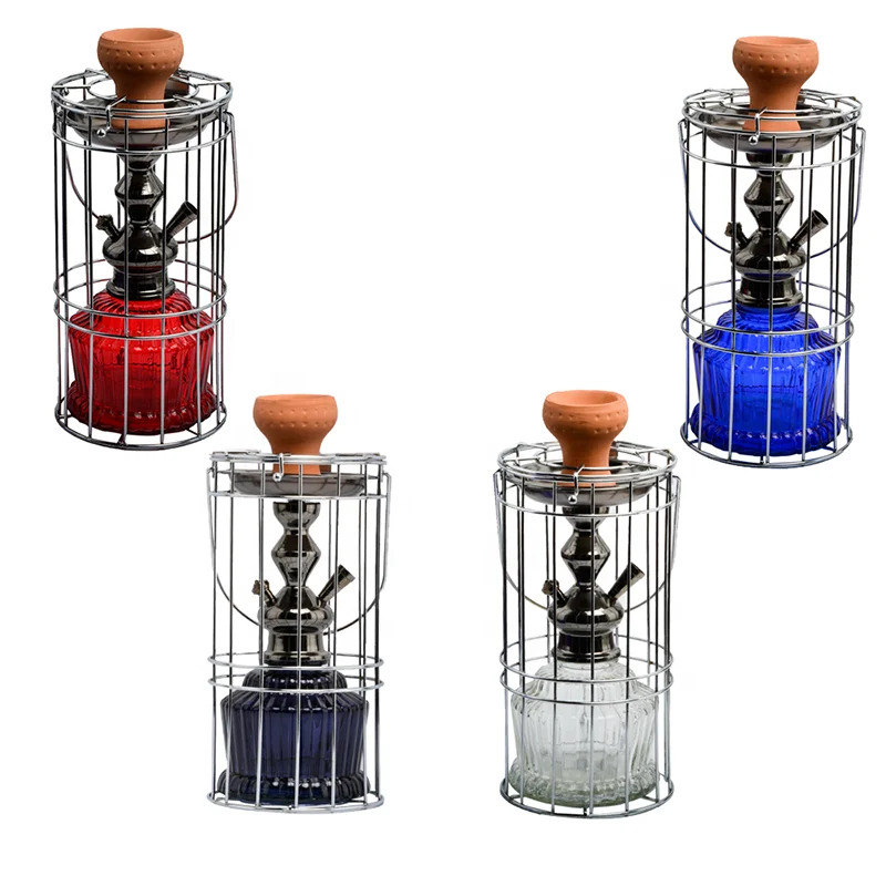 

Iron cage single tube glass Hookah Bird cage Hookah Set Shisha india hookha shisha Hookah With Cage, As is shown in