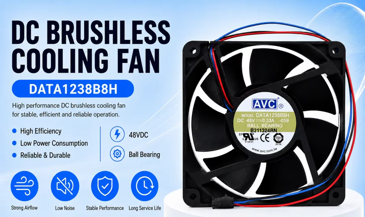 Axial Flow Fan, AVC, DATA1238B8H, 48V, 0.33A - detail 4