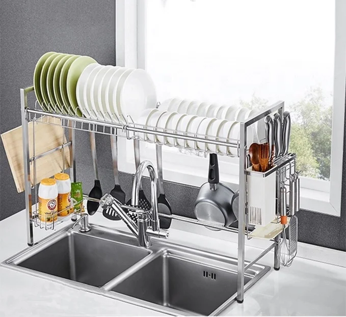 High quality space saving metal draining dish plate rack  drain storage shelf for kitchen
