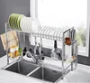 High quality space saving metal draining dish plate rack drain storage shelf for kitchen