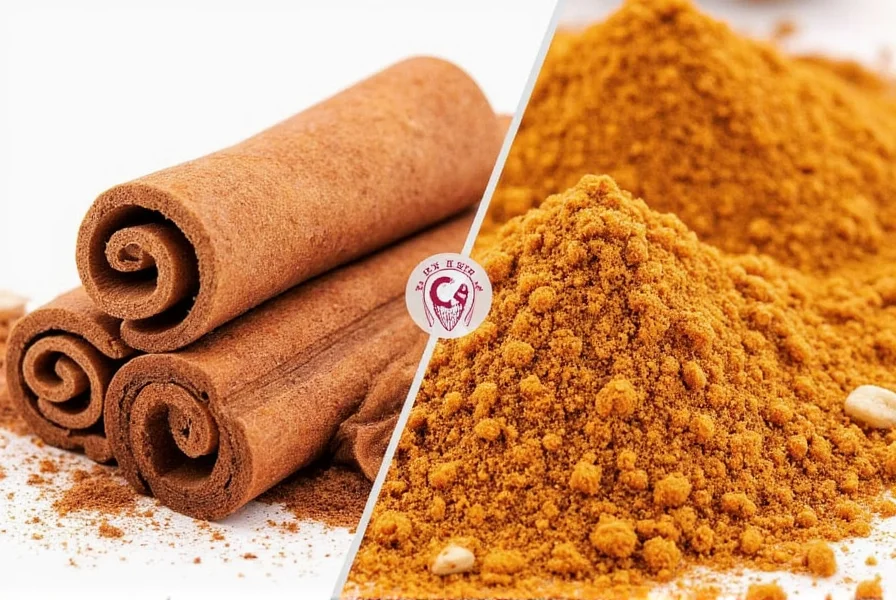 Ceylon cinnamon sticks next to Cassia bark