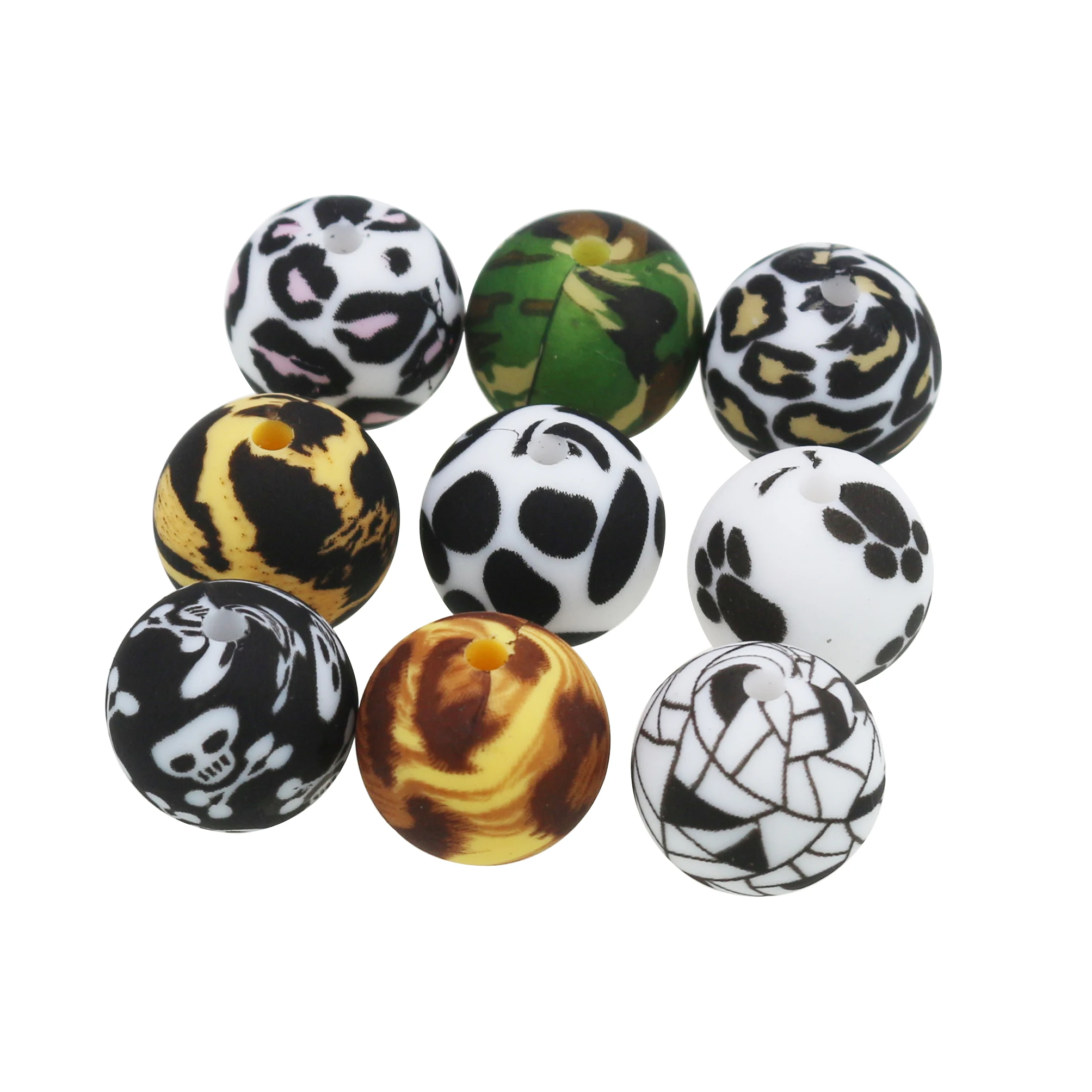 

Free Sample Rainbow  Leopard Print Beads BPA Free Baby Teething Silicone Beads