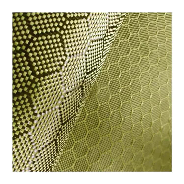 

honeycomb hexagonal carbon aramid fiber fabric kevler K29 fabric product yellow-black