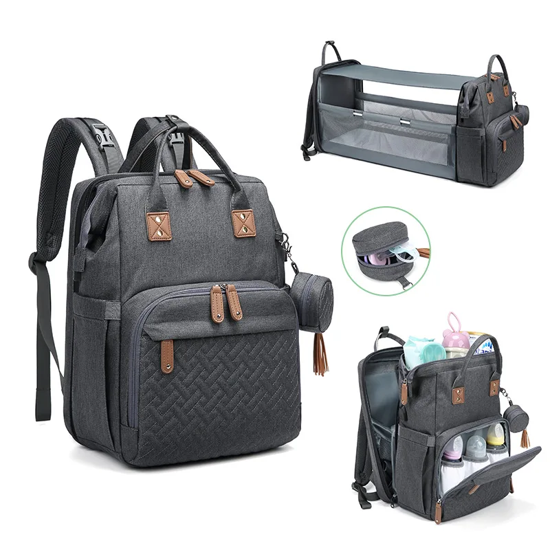 

baby diaper bag New Portable Folding Crib Mom Bag Out Portable Multi-functional Shoulder Mother and Baby Bag