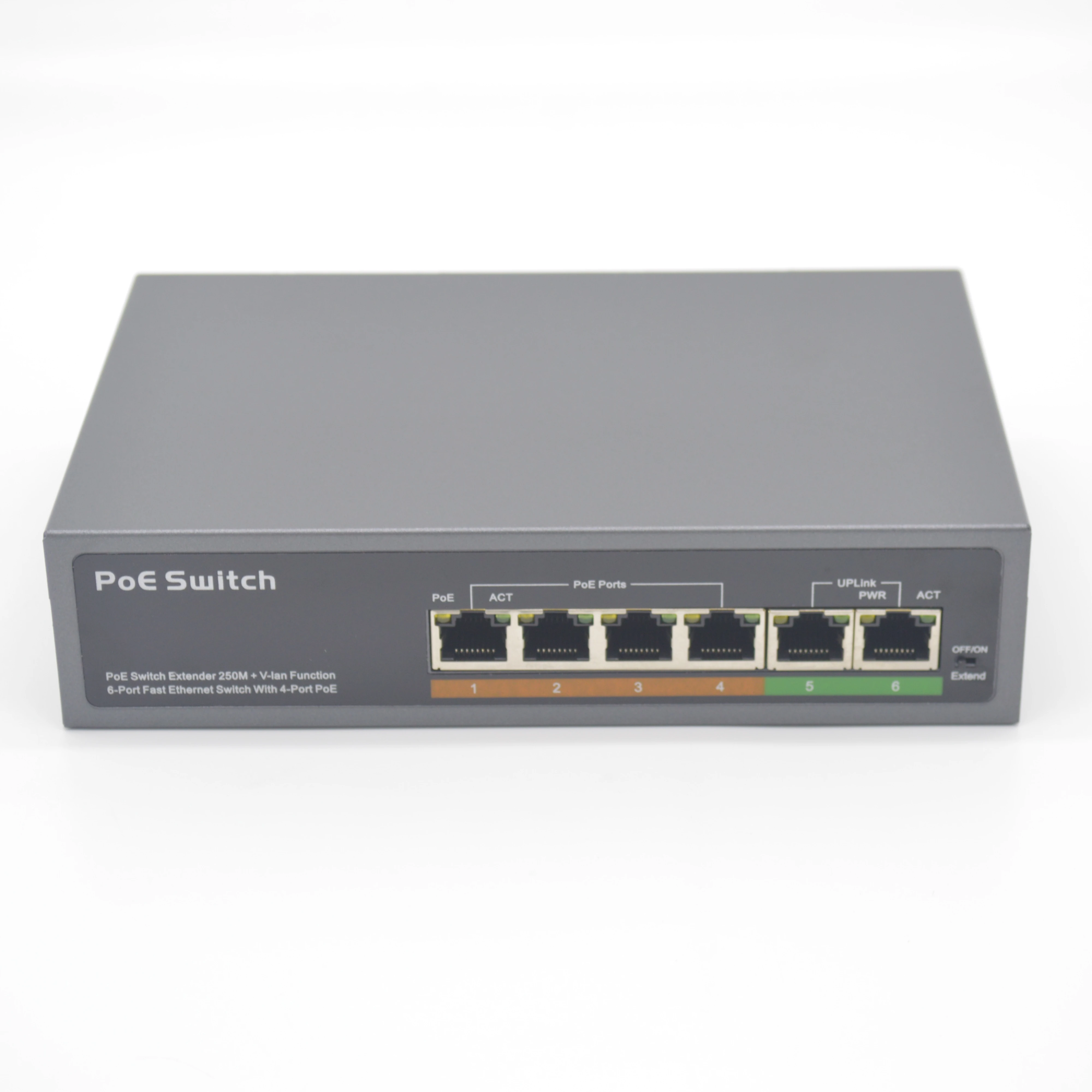 

PSE604EX V2.0 4 poe+2 uplink extender 250M IEEE802 3af at poe switch 48v power 65W