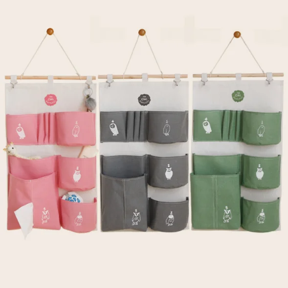 

Behind Door Cotton and Linen Fabric Paper Towel Sling Storage Bags with  Pockets ZGJ-0123
