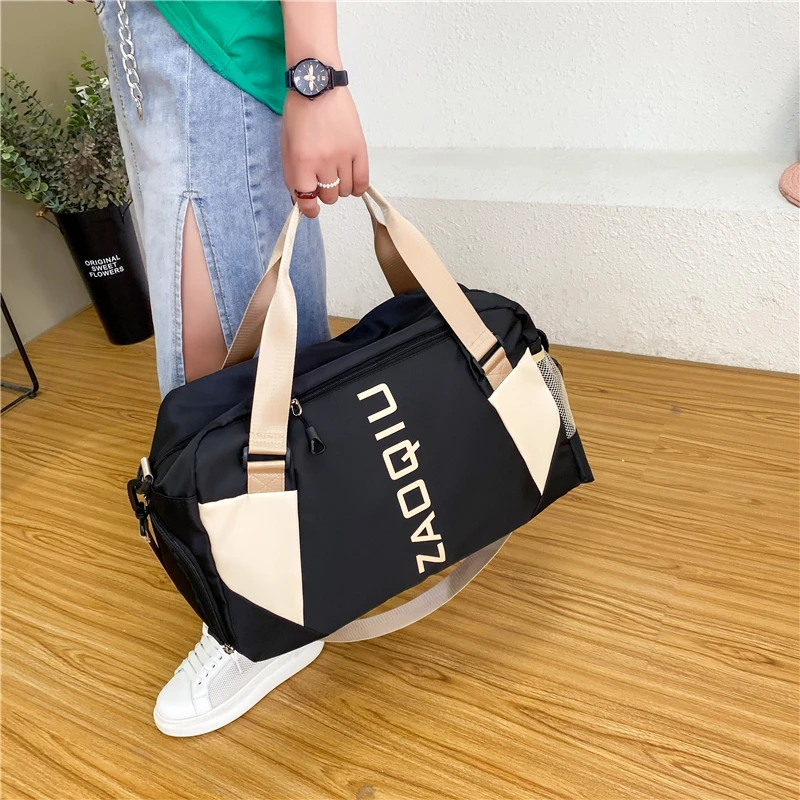 

New Custom Sports gym hand luggage waterproof sports duffle bag pink women yoga gym bag men travel bag with shoe compartment, As picture