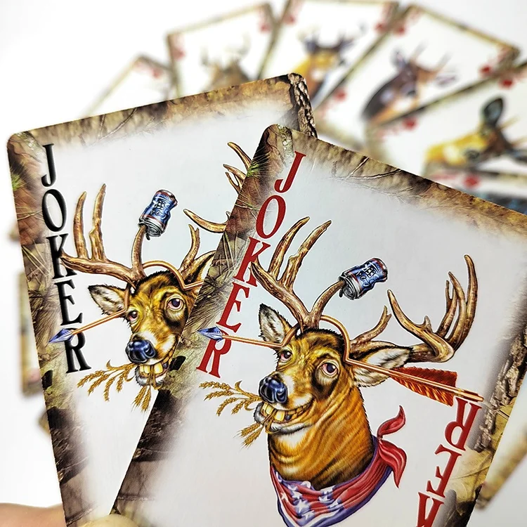 

Full color printing custom playing cards Whitetail Deer Cerf Virginie Poker, Cmyk