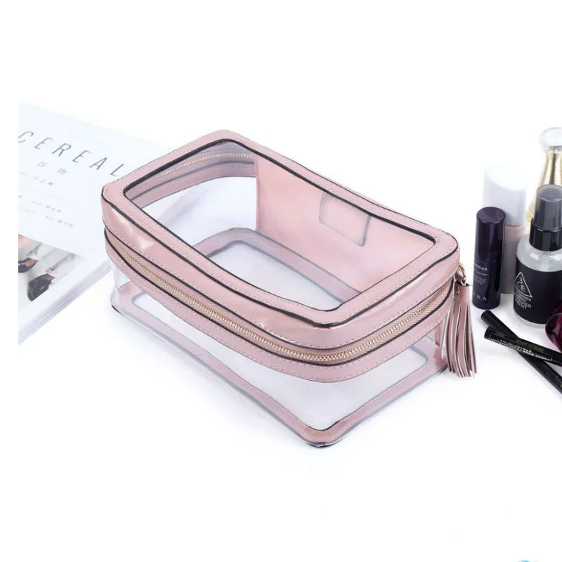 

Women Clear Makeup Organizer Pouches Tote Travel Toiletry Bags Transparent PVC Cosmetic Bag
