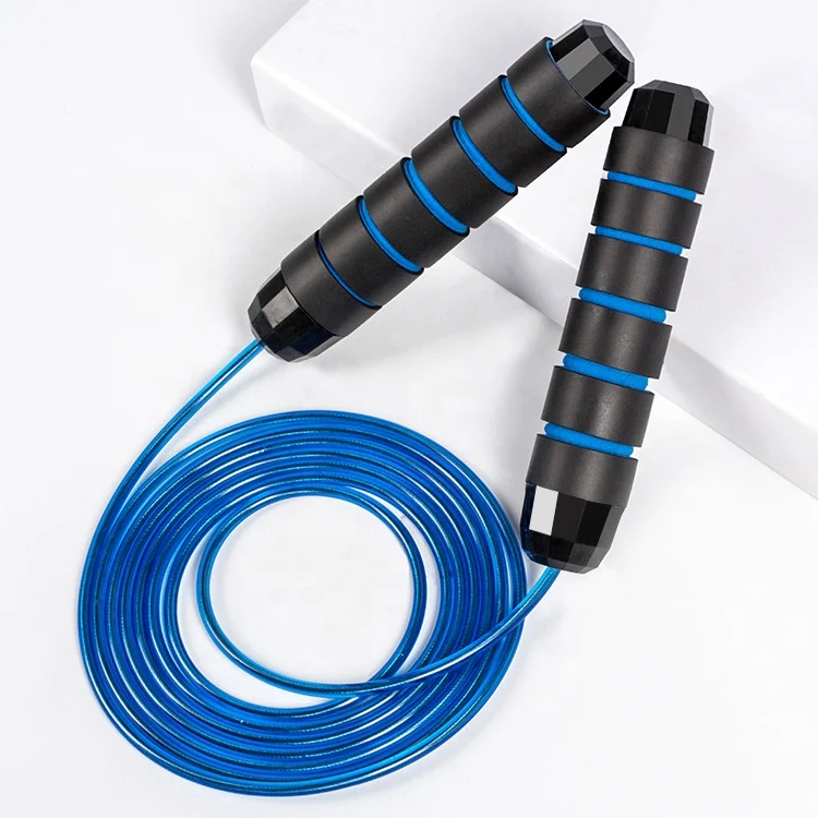 

Custom Exercise Gym Workout Training Fitness Heavy Steel Cable Wire Bearing Weighted Skipping Rope Adjustable Speed Jump Rope, Red, black, blue, green