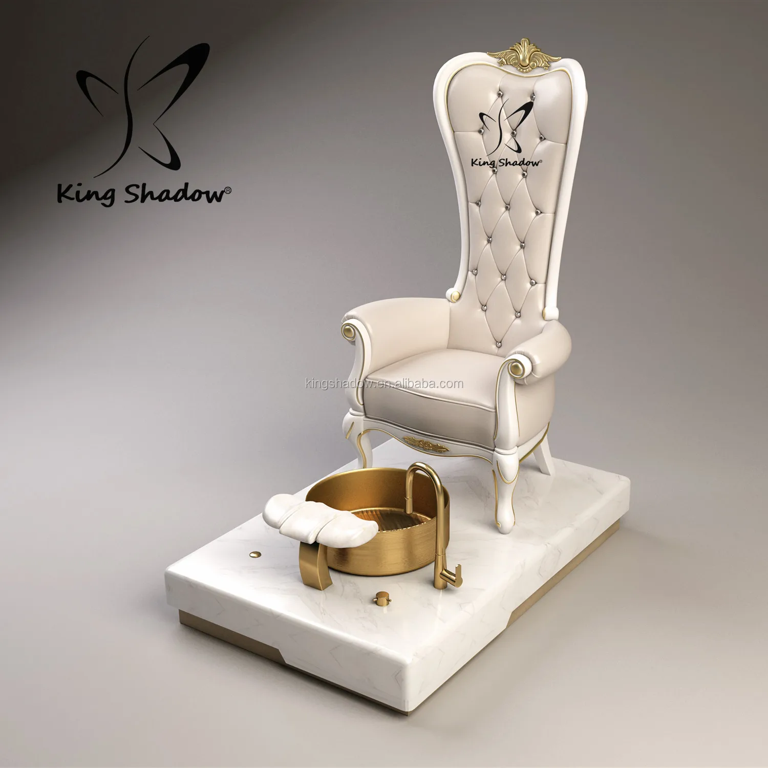 

Kingshadow nail salon furniture new design throne chair gold pedicure chair for foot spa used